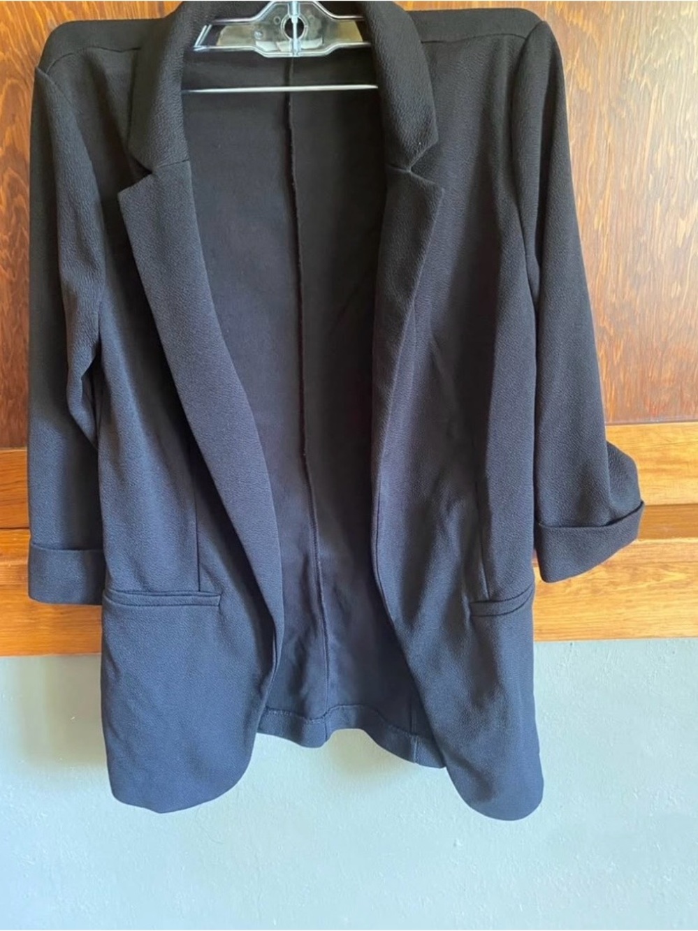 Maurices Black Open-Front Draped Blazer